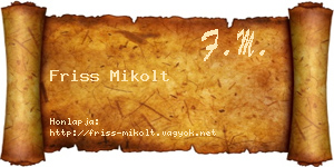 Friss Mikolt névjegykártya